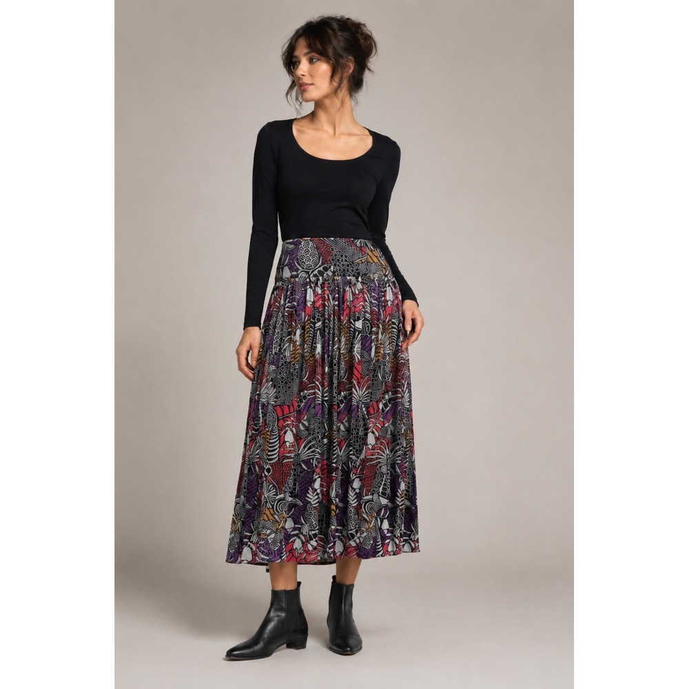 Farm Rio xโ Anthropologie Tropical Mesh Maxi Skirt Womens S Multicolor Layered